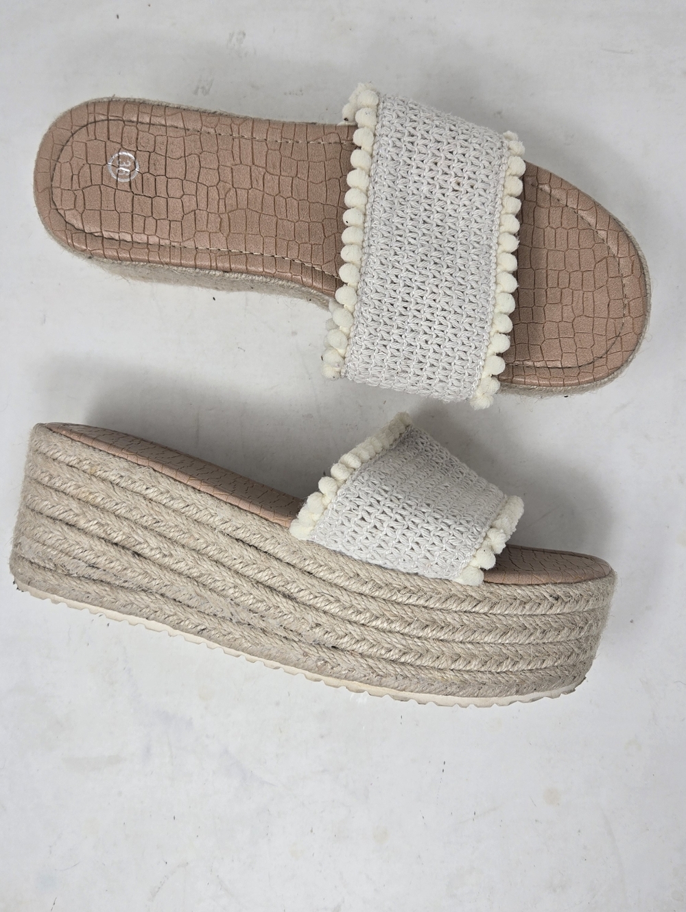 Espadrille Slip on Platform Open Toe Summer Crochet Sandals Women's Size 36EU